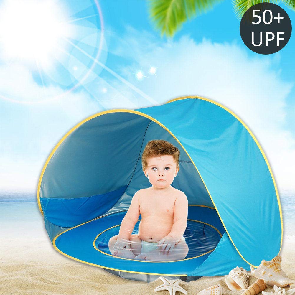 Tente de Plage de bébé/Tente imperméable/écran instantané/Tente de Piscine portative/Enfants de Protection Anti-UV/Camping en Plein air Parasol de Plage,Orange