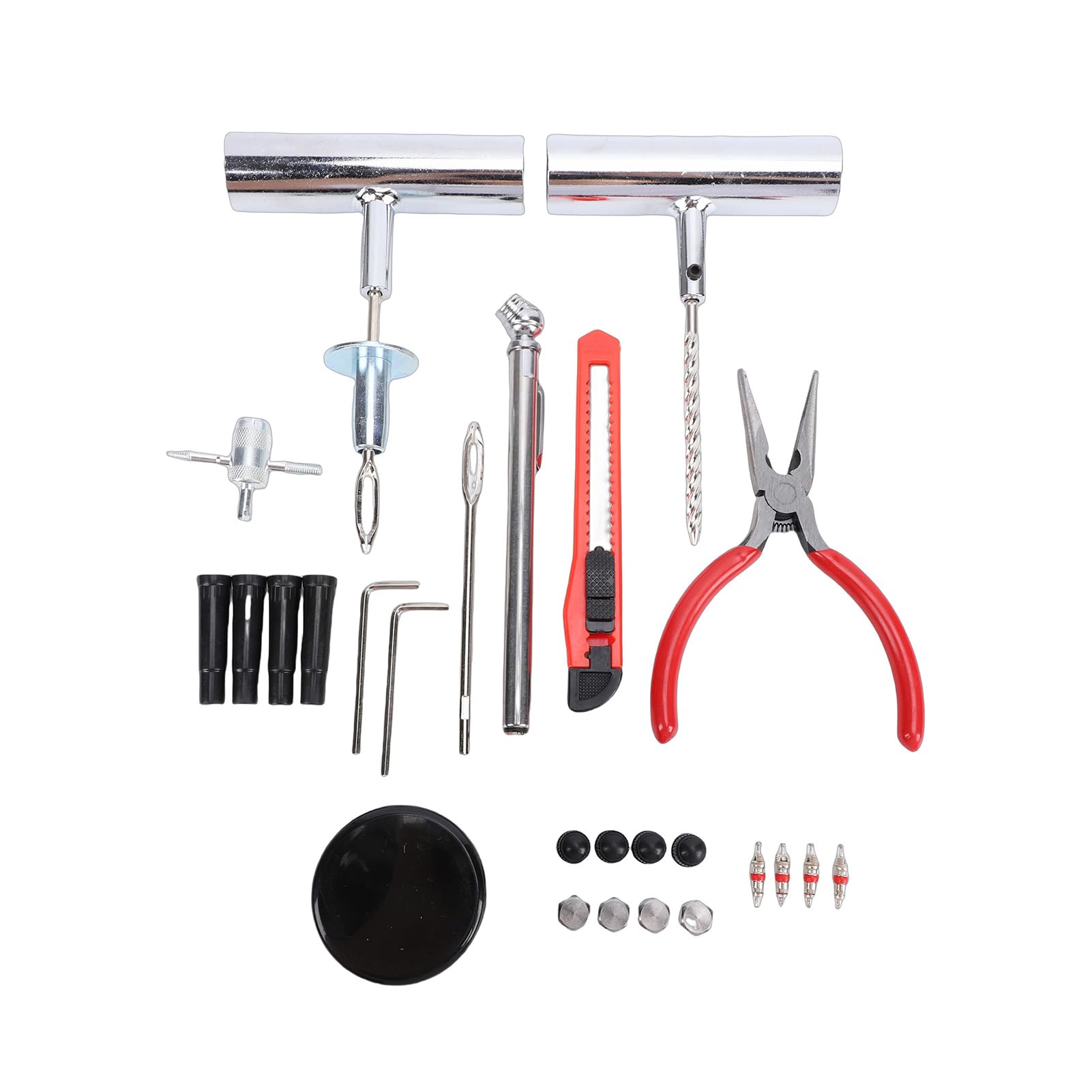 Kit de Reparación de Neumáticos, Juego Completo Herramientas sin Cámara para Reparación Pinchazos Emergencia Motocicletas y Coches con Caja Almacenamiento