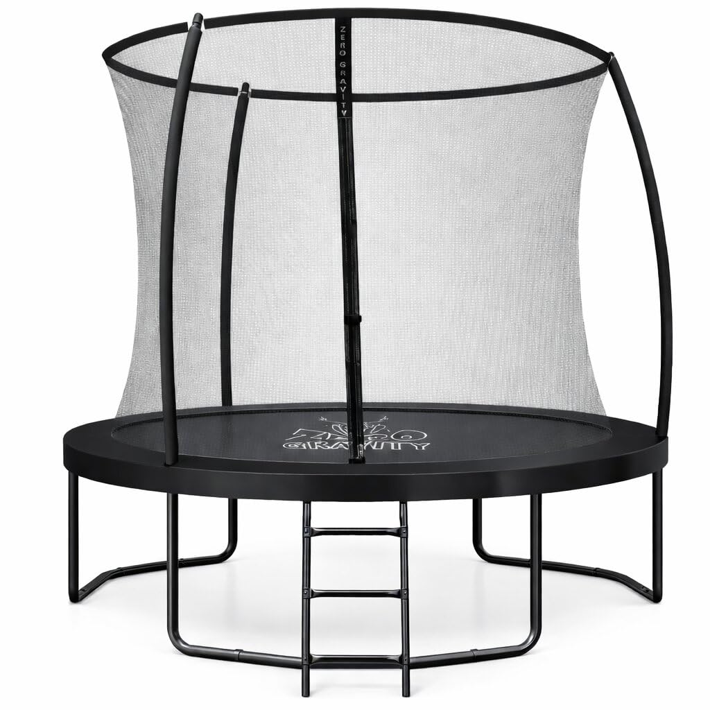 Zero Gravity Trampolin Outdoor Ø 183/244/305/366/427 cm, TÜV GS, Smartes Klappnetz für schnellen Auf- und Abbau, Outdoor Trampolin Komplett-Set inkl. Leiter, Aufbauvideo, Ultima 4