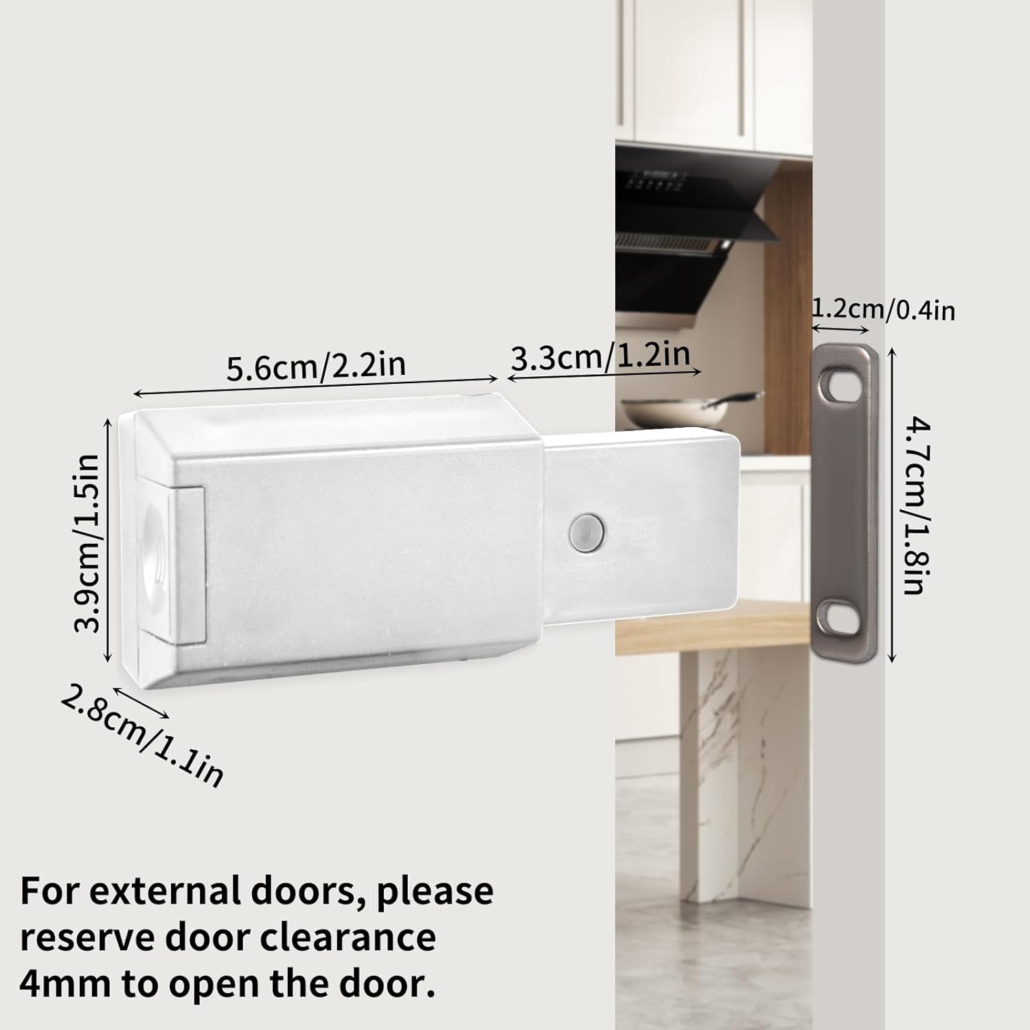 Push to Open Door Latch 4 Pack Cabinet Magnets Heavy Duty Magnetic Touch Latches Hardware Push Release Latch Hidden Push Catch Press Out Lock for Kitchen Drawer - White