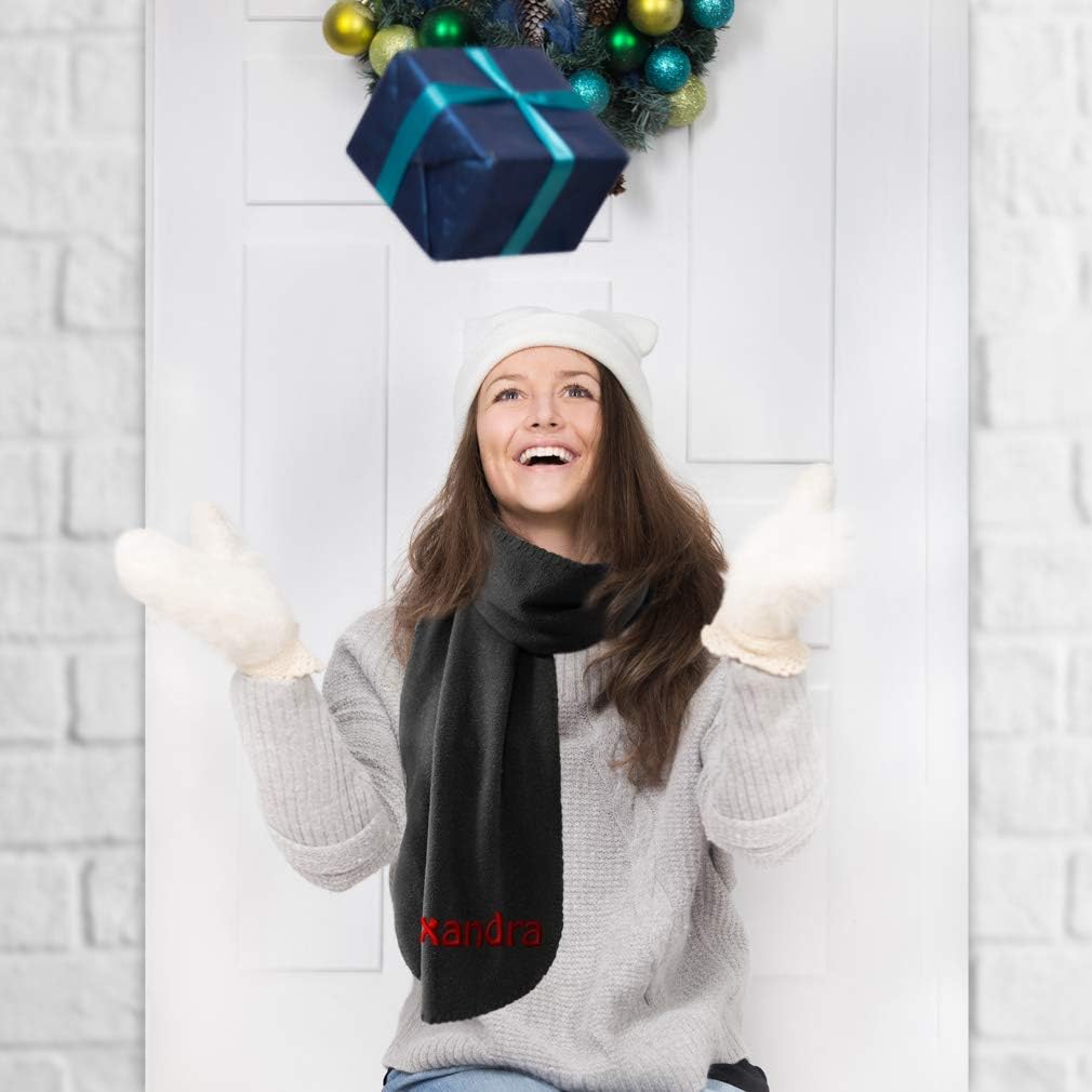 Custom Text Personalized Polar Fleece Thermal Unisex Adult Winter Scarf - Image 2