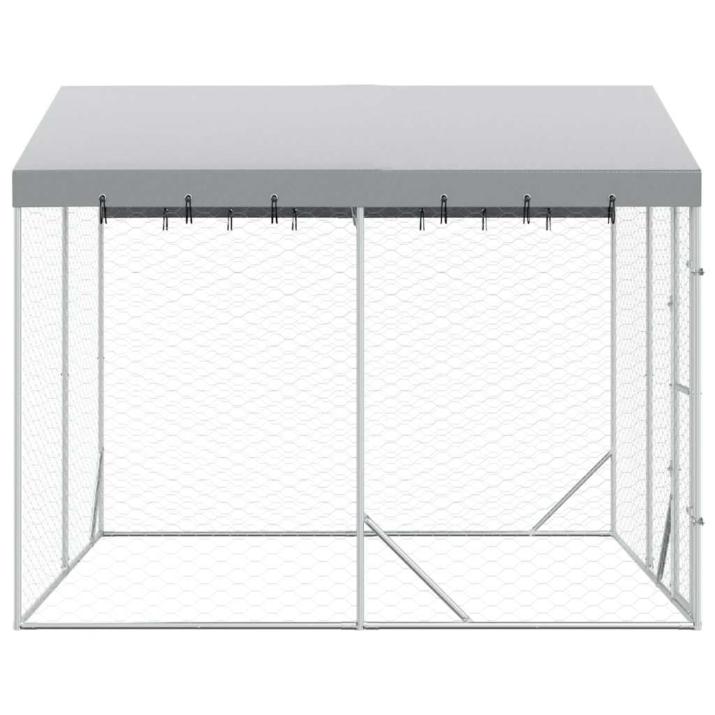 vidaXL Cuccia Cani da Esterno Tetto Argento 3x3x2,5 m Acciaio Zincato