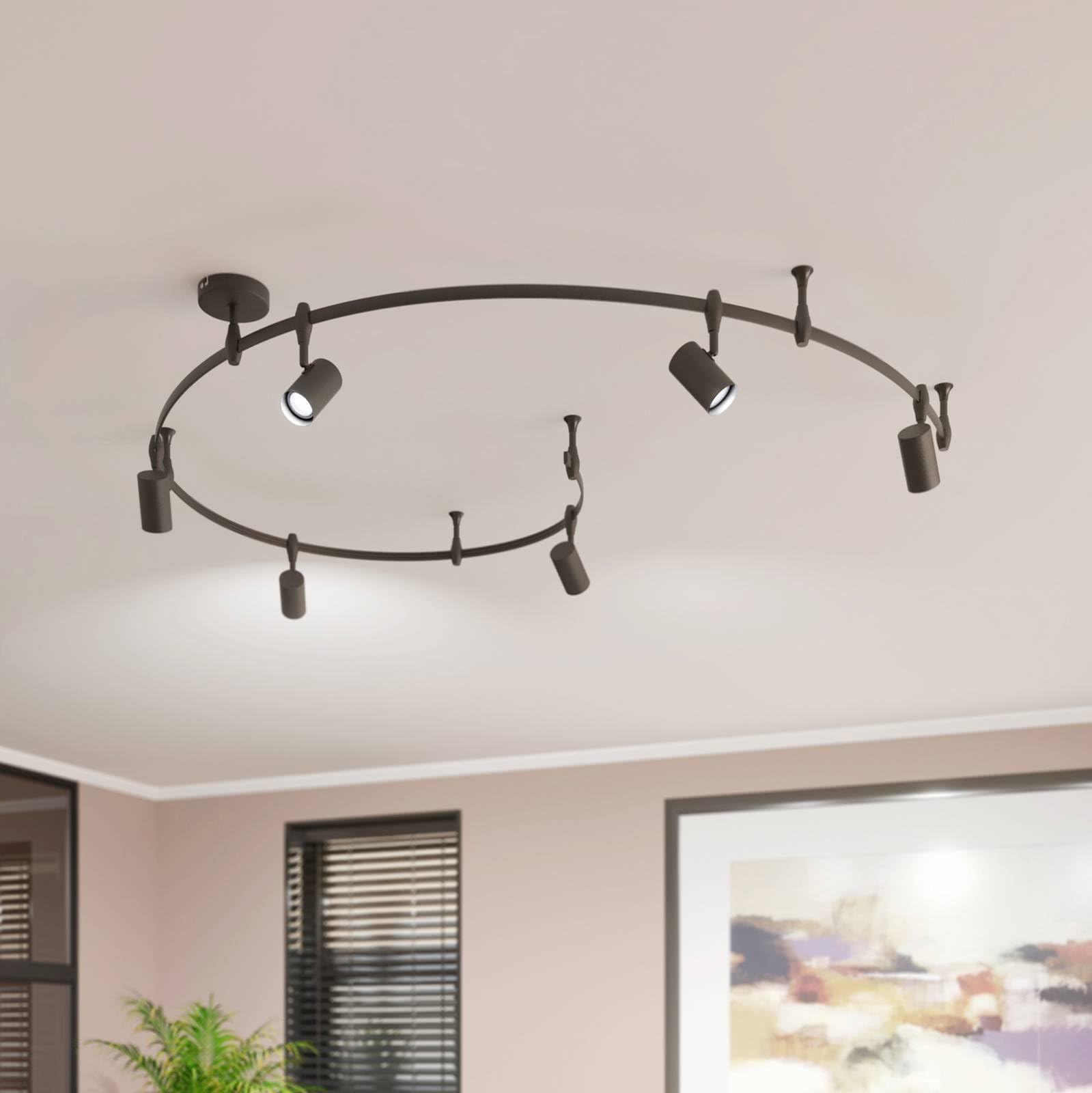 Lindby Lampada a binario dimmerabile (Moderno) colore Nero, in Metallo ad es. Soggiorno & Sala da pranzo monofase faretti su