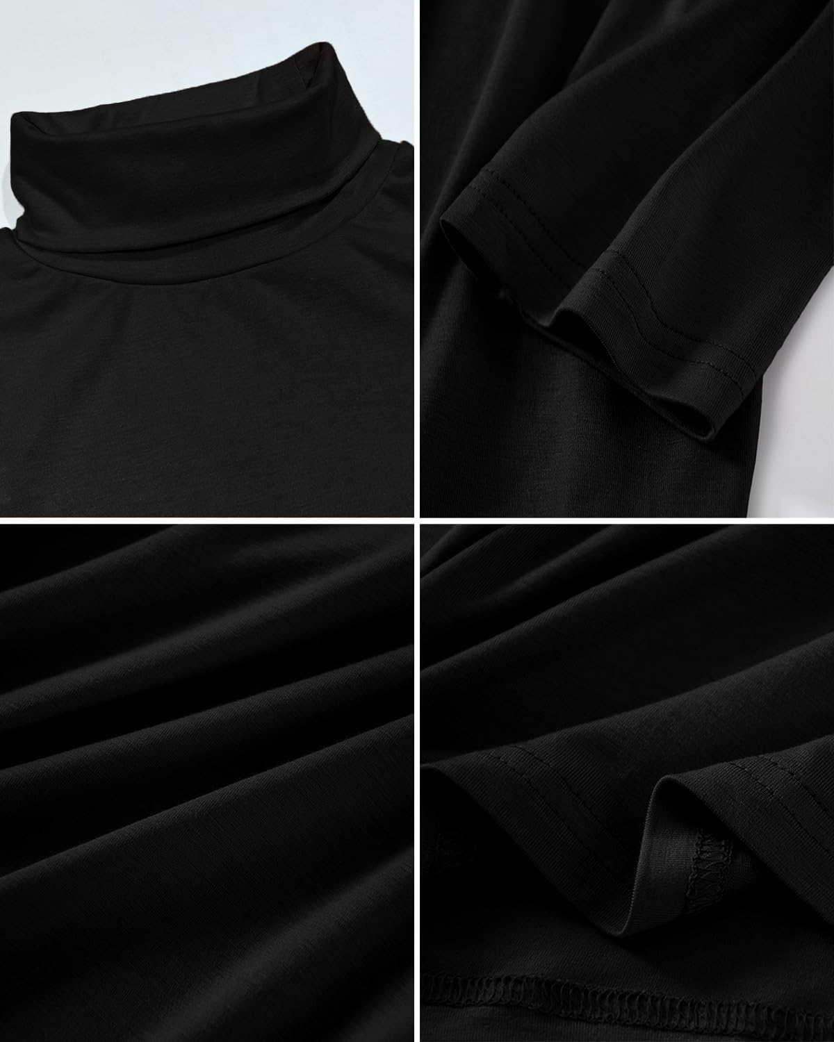 Uusollecy Pull Col Roulé Homme Coupe Ajustée Élastique Léger Basique sous-Pull Manches Longues