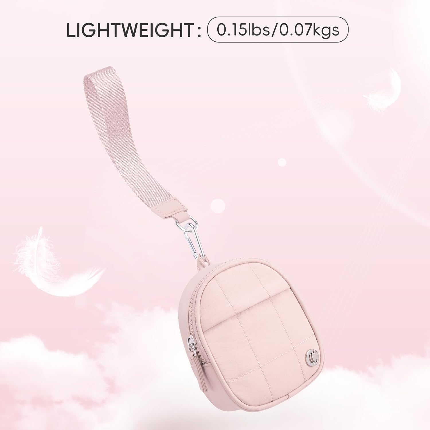 CLUCI Mini Backpack Keychain Wallet Small Change Quilted Coin Purse Cute Puffer Wristlet Pouch with 3 RFID Card Slots