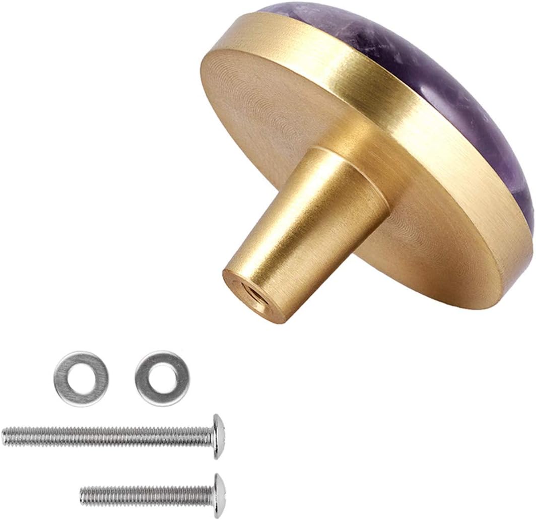 mookaitedecor Amethyst Crystal Cabinet Knobs with Screws Set of 2, Drawer Pull Handles for Dresser Wardrobe Cupboard Decorative