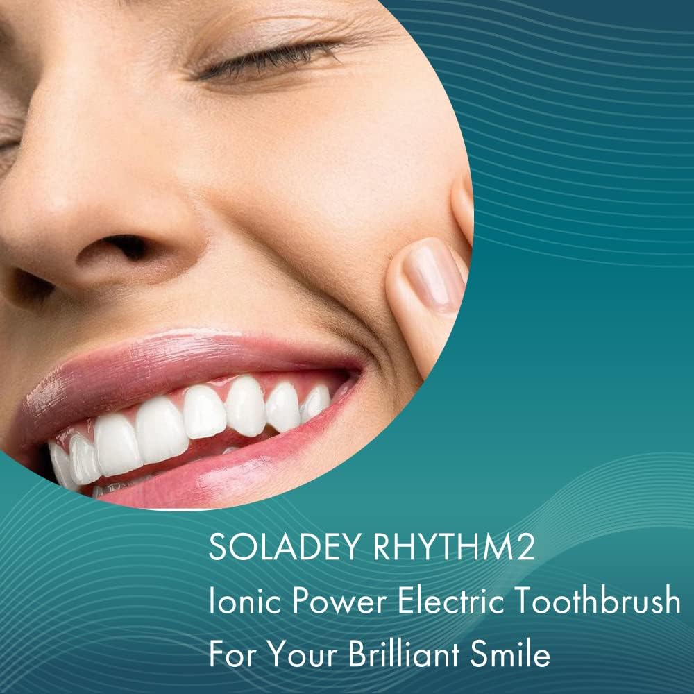 Soladey Rhythm 2, Brosse à dents électrique à énergie ionique, panneaux solaires et semi-conducteur TiO2 (rose layette), brosse à dents ionique prête à l'emploi