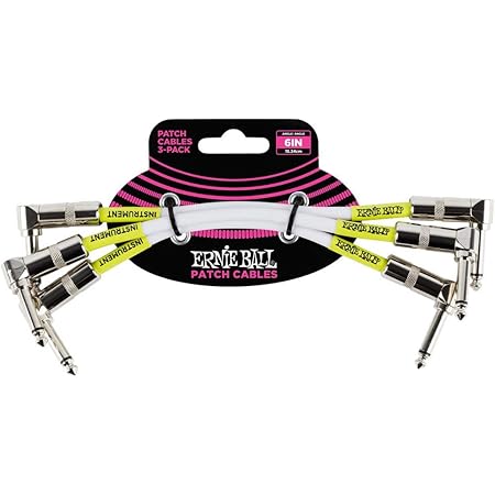 【正規品】 ERNIE BALL 6051 パッチケーブル 3本パック 6インチ ANGLE/ANGLE PATCH CABLE 3Pack 15.24cm ホワイト