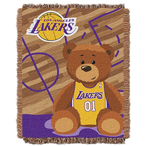 Image of Northwest The Company NBA Los Angeles Lakers Unisex-Baby Woven Jacquard Tapestry Throw Blanket, 36" x 46", Half Court