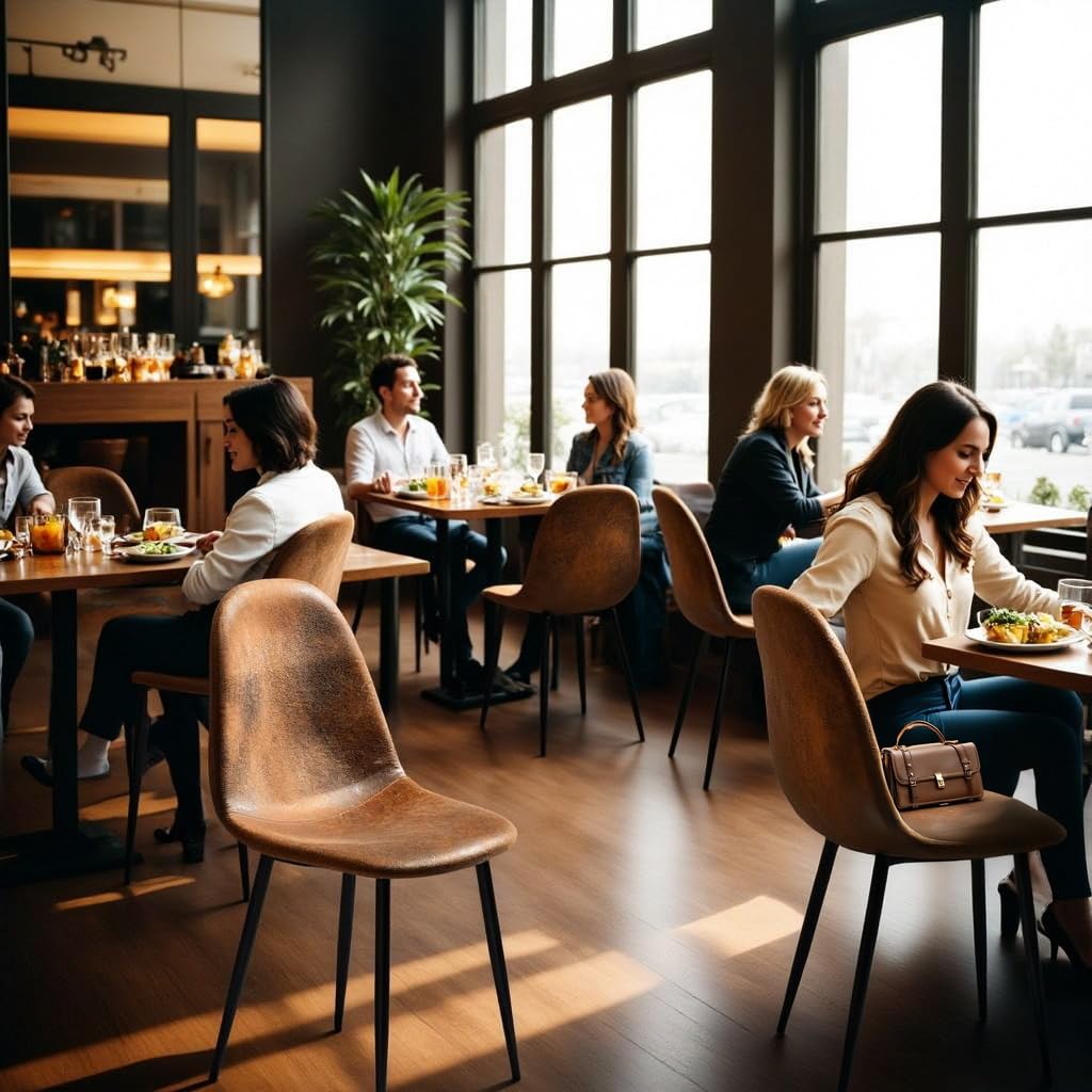 FurnitureR Gastronomie Stuhl Set 4er - Robust, Braun Veloursimitat, Metallkreuzgestell, Feste Höhe, Nicht stapelbar, Für Café & Bistro