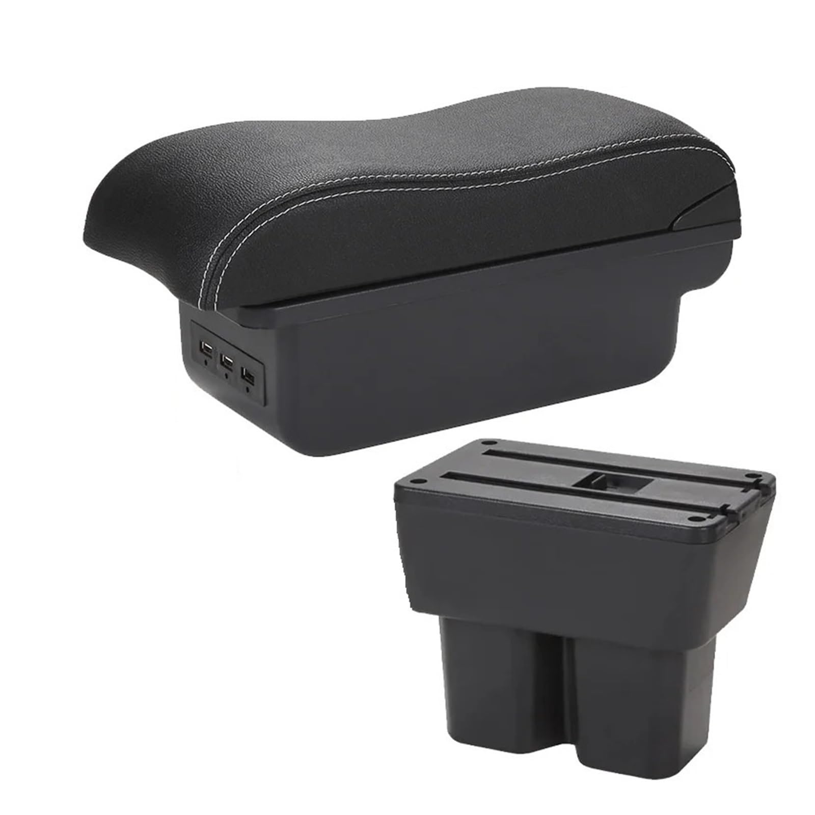Hguvsjd Armrest Box For Suzuki For Jimny JB74 2018 2019 2020 2021 2022 2023 2024 Car Armrest Storage Box Retrofit Parts Interior Car Armrests(B Black white 3USB)