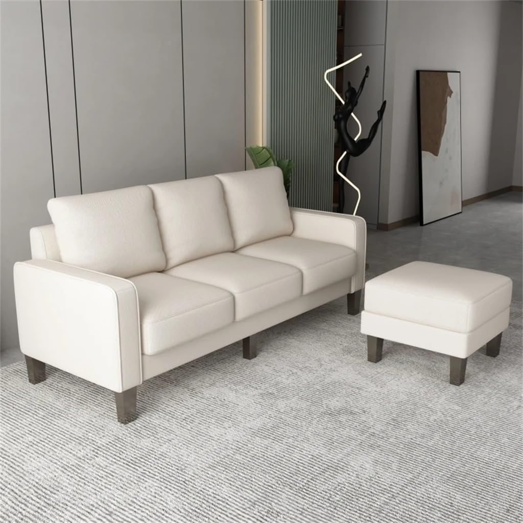 Living Room Furniture L Shape Sofa with Ottoman in Beige Fabric, Suitable for Rooms, Apartments