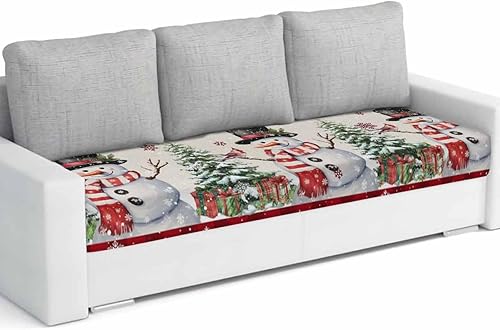 Fundas de cojín para sofá de Navidad, muñeco de nieve, funda elástica para sofá con parte inferior elástica, diseño de árbol de Navidad, pájaros,