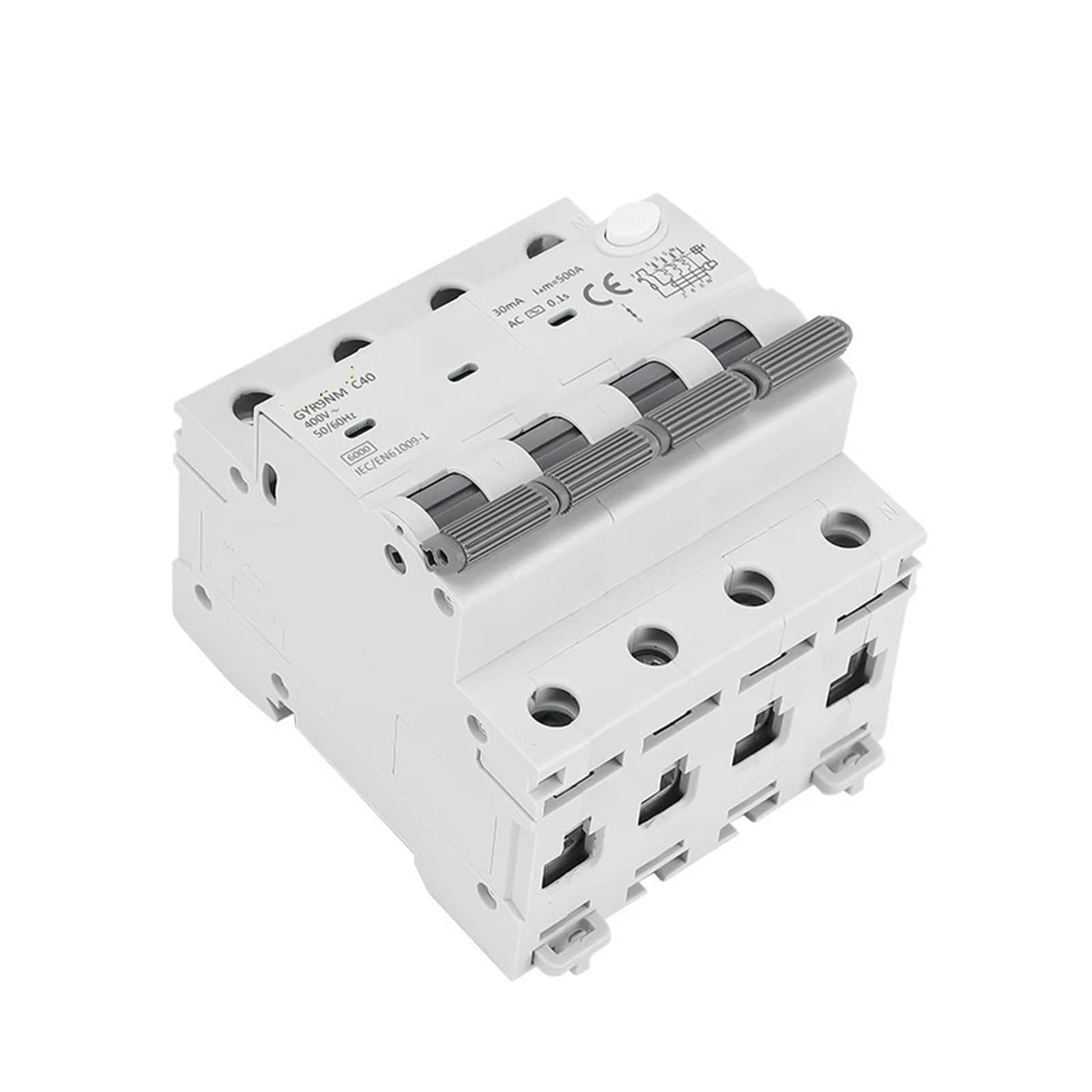 GYR9NM AC Type RCBO 2P 4P Magnetic Circuit Breaker with Over Current and Leakage Protection Din Rail 10A 16A 25A 32A 40A(30mA,4P 16A)