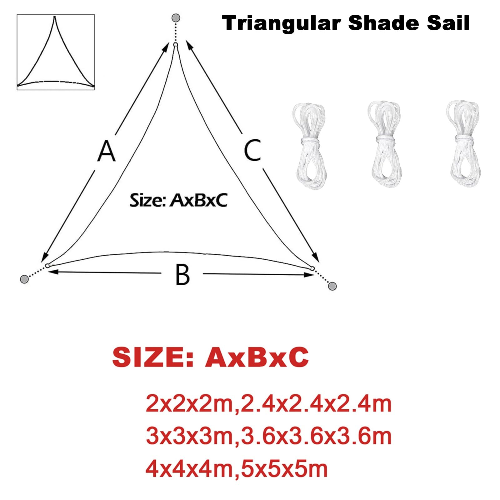 Tenda parasole per esterni, 2 x 2 x 2 m, triangolare, impermeabile, con protezione UV al 96%, per spiaggia, giardino, terrazza, traspirante e resistente alla pioggia