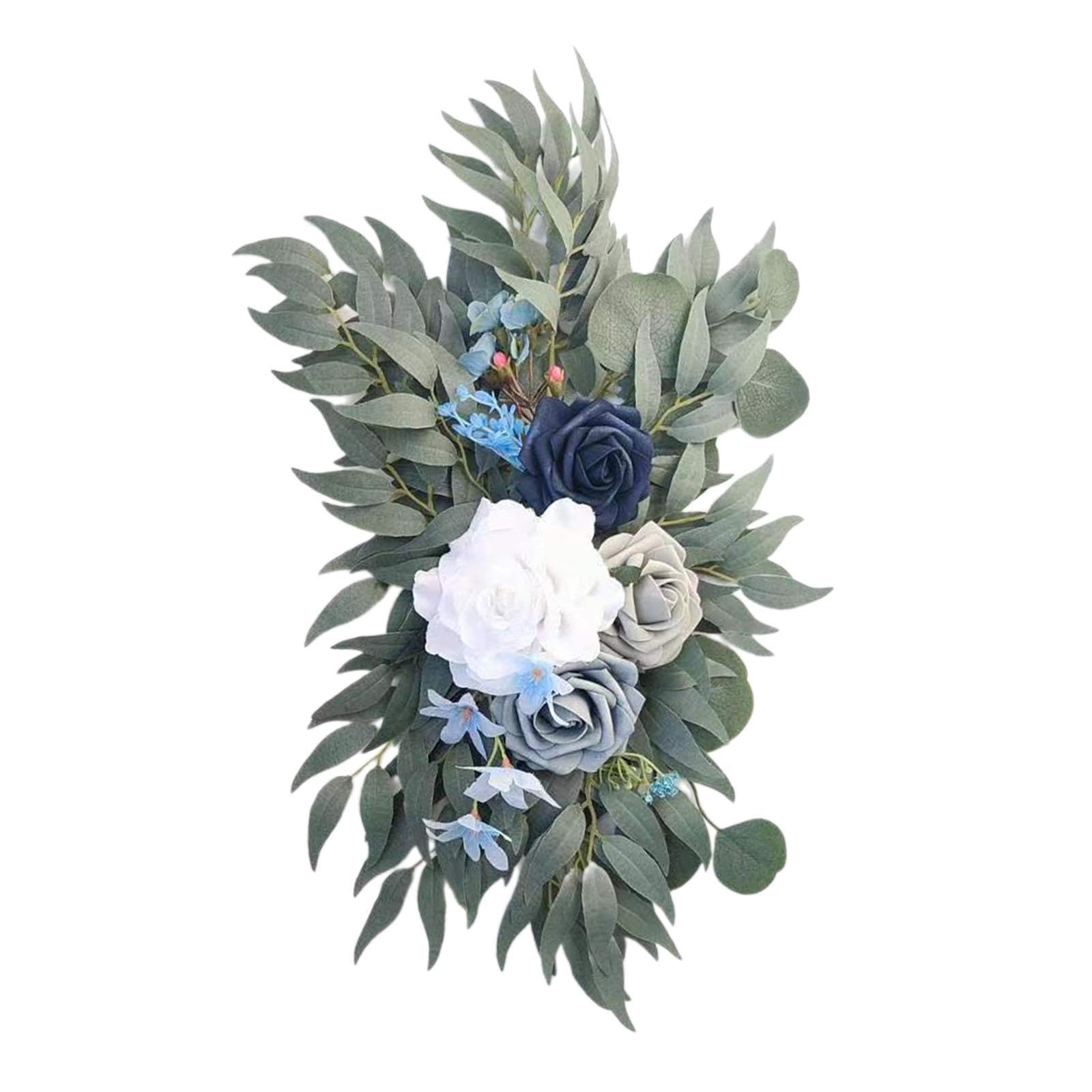 Fenteer Hochzeitsbogen-Blumen-Set für die Haustür, Blumengirlande, Hochzeitsdeko, Wandarrangement, Frühling, künstliche Blumengirlande für den Schreibtisch, Blau