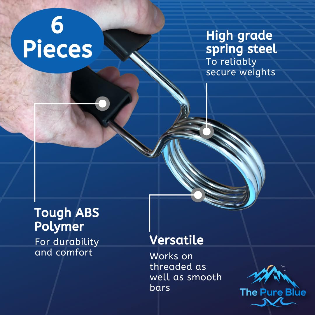 The Pure Blue 50mm/2” Spring Steel Weight Clips, 3 works Metal Clamps for Barbells Dumbbells - Image 2