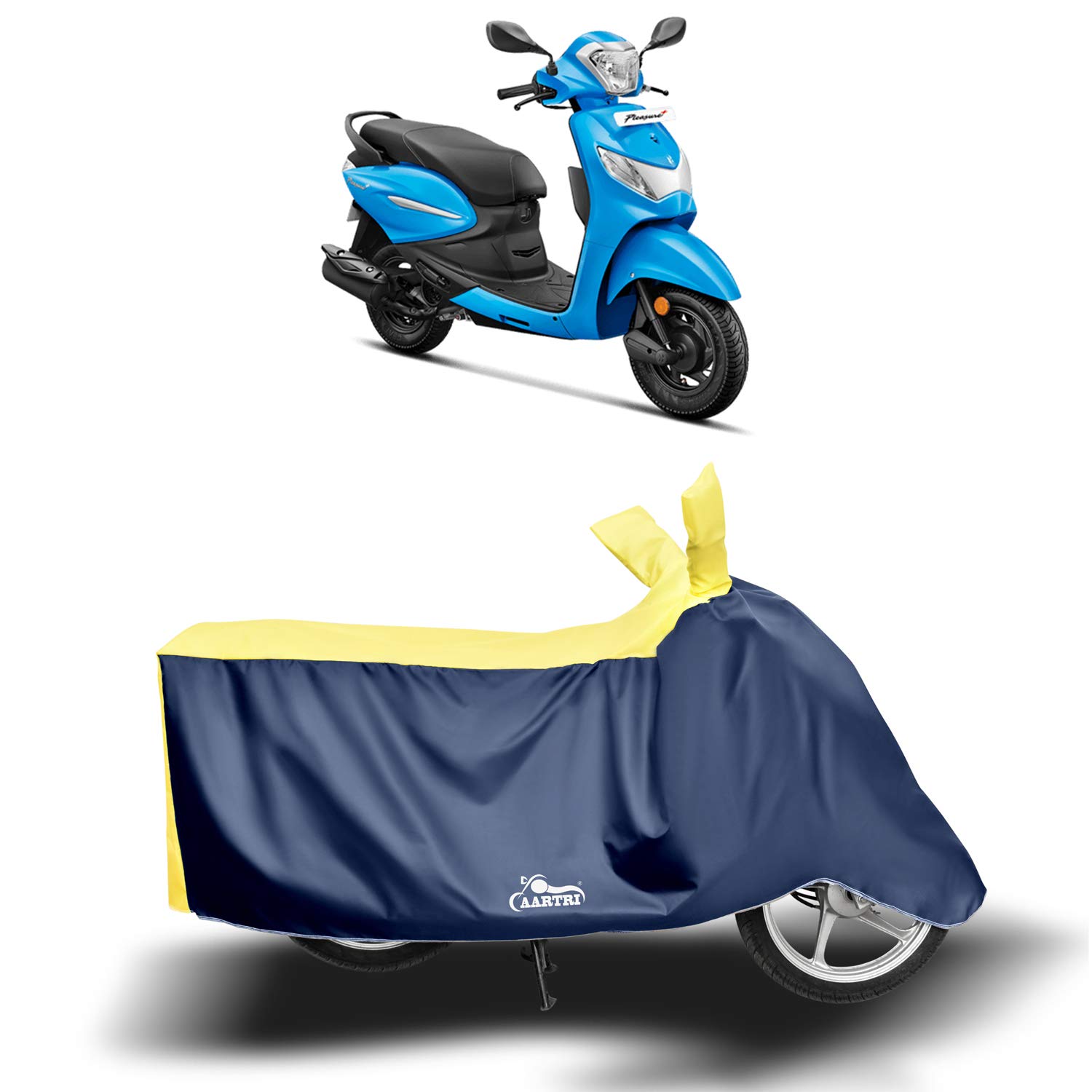 DREAM STORE - Hero Pleasure Plus New BS6 Water Resistant - Dust Proof - Full Bike Scooty Two Wheeler Body Cover for Hero Pleasure Plus (Strip Yellow)