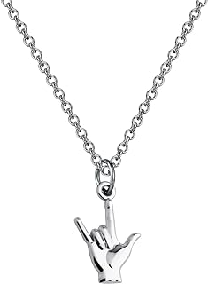 ASL Necklace I Love You Hand Sign Language Charm Pendant Necklace Sign Language Jewelry Interpreter Gift ASL Jewelry Gift for Deaf