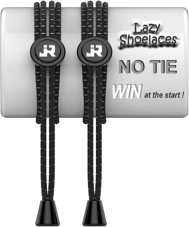 Elastic Shoe Laces, No Tie Shoelaces Easy Lock for Kids, Seniors, Men, Women Running Shoes (Black)