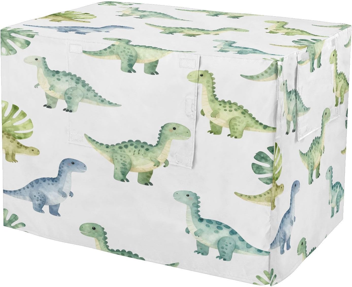 Tropical Dinosaurs Watercolor Dog Crate Cover 600D Oxford Pet Kennel Cover with Mesh Window for Dog Cages, Windproof Waterproof Machine Washable, 48"x30"x33"