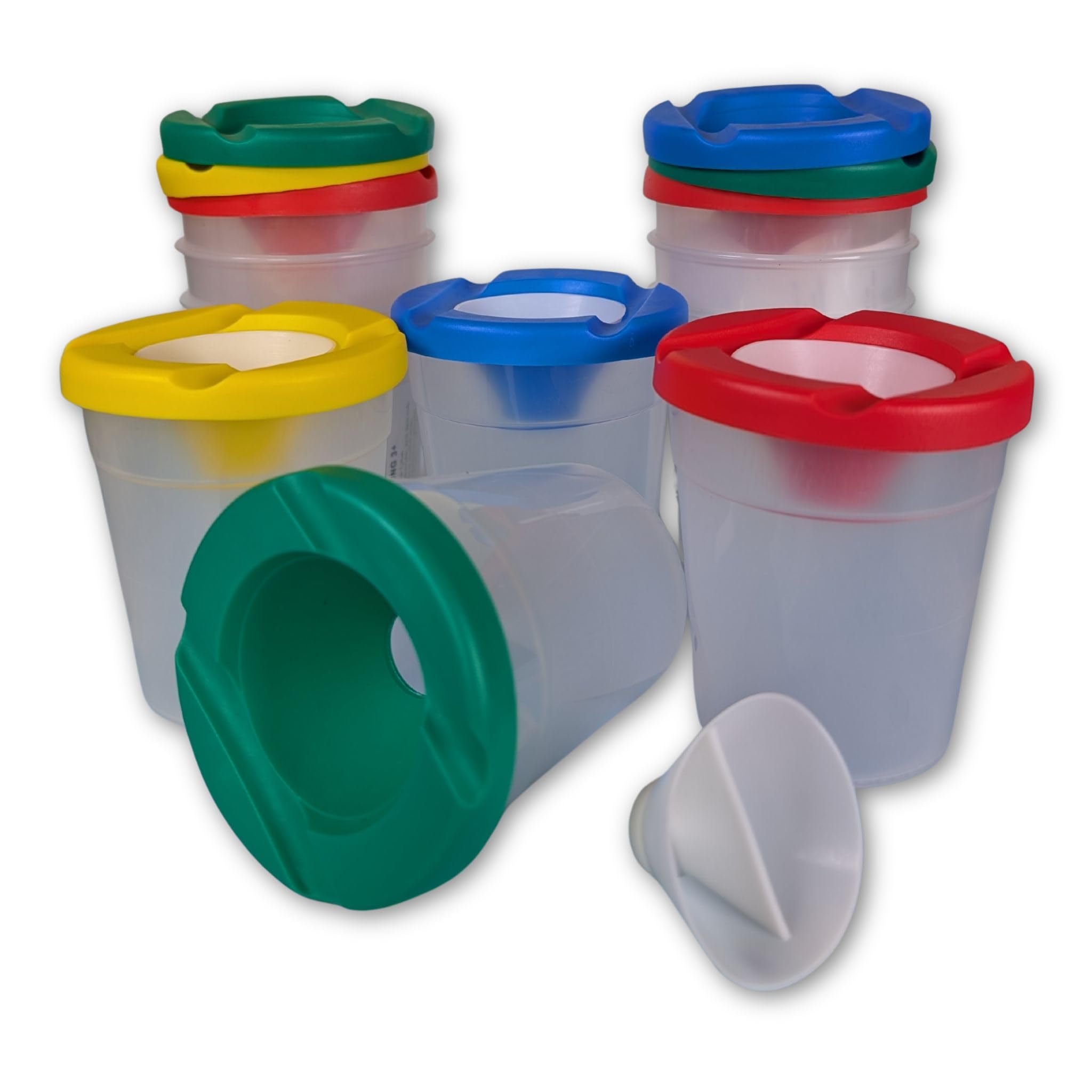 BCreativetolearn Non-Spill Paint & Water Pot with Lid and Stopper – Translucent Brush Pot for Painting, Art & Classroom Use, Pack of 10