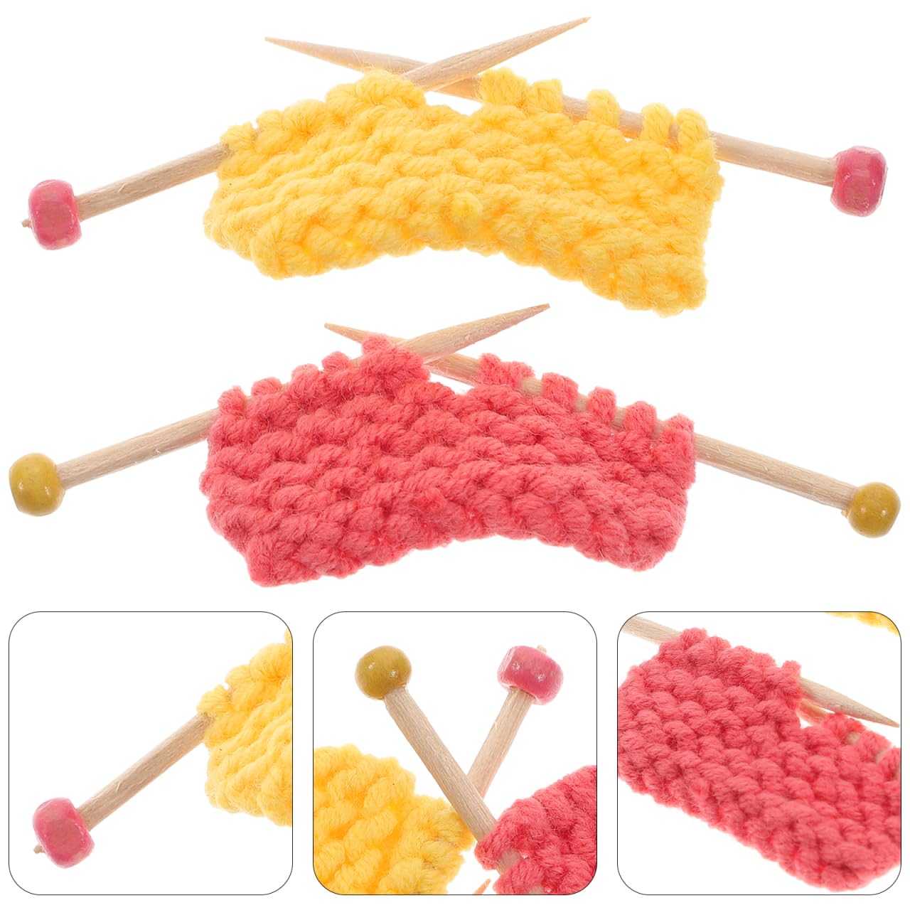 Vaguelly 2Pcs Miniature Knitting Sweater Model Photo Prop Craft Ornament for Home Decoration for Desks Tables and Shelves Creative Design in Pink and Yellow - Image 3