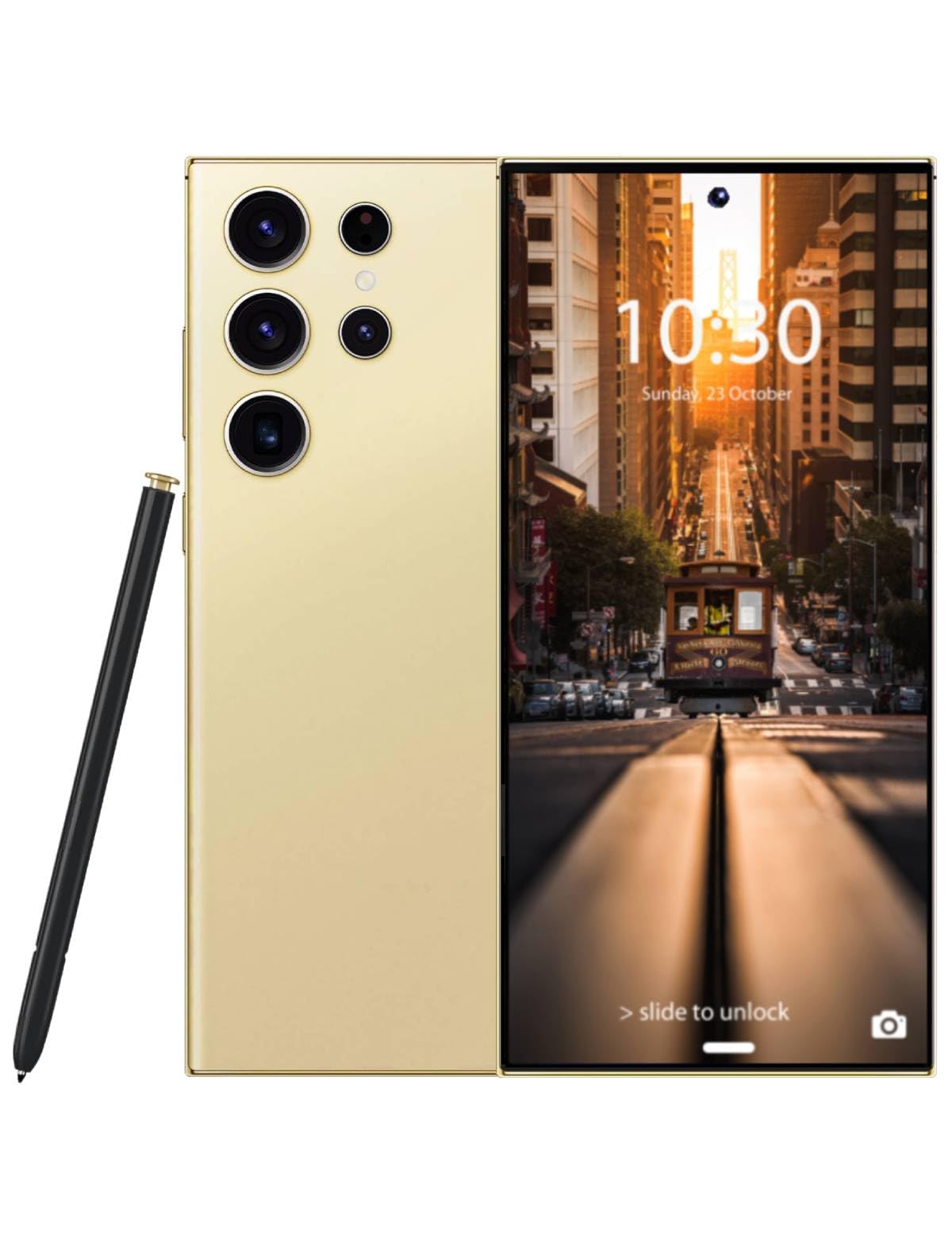C24 Ultra Unlocked Phone 5G, 8GB+256GB Large Storage Cheap Unlockedphone, Android 14.0 Cell Phone, 6800 mAh Battery Smart Phone, 6.8-inch HD Screen/Dual SIM/Fingerprint Lock/GPS (Golden)