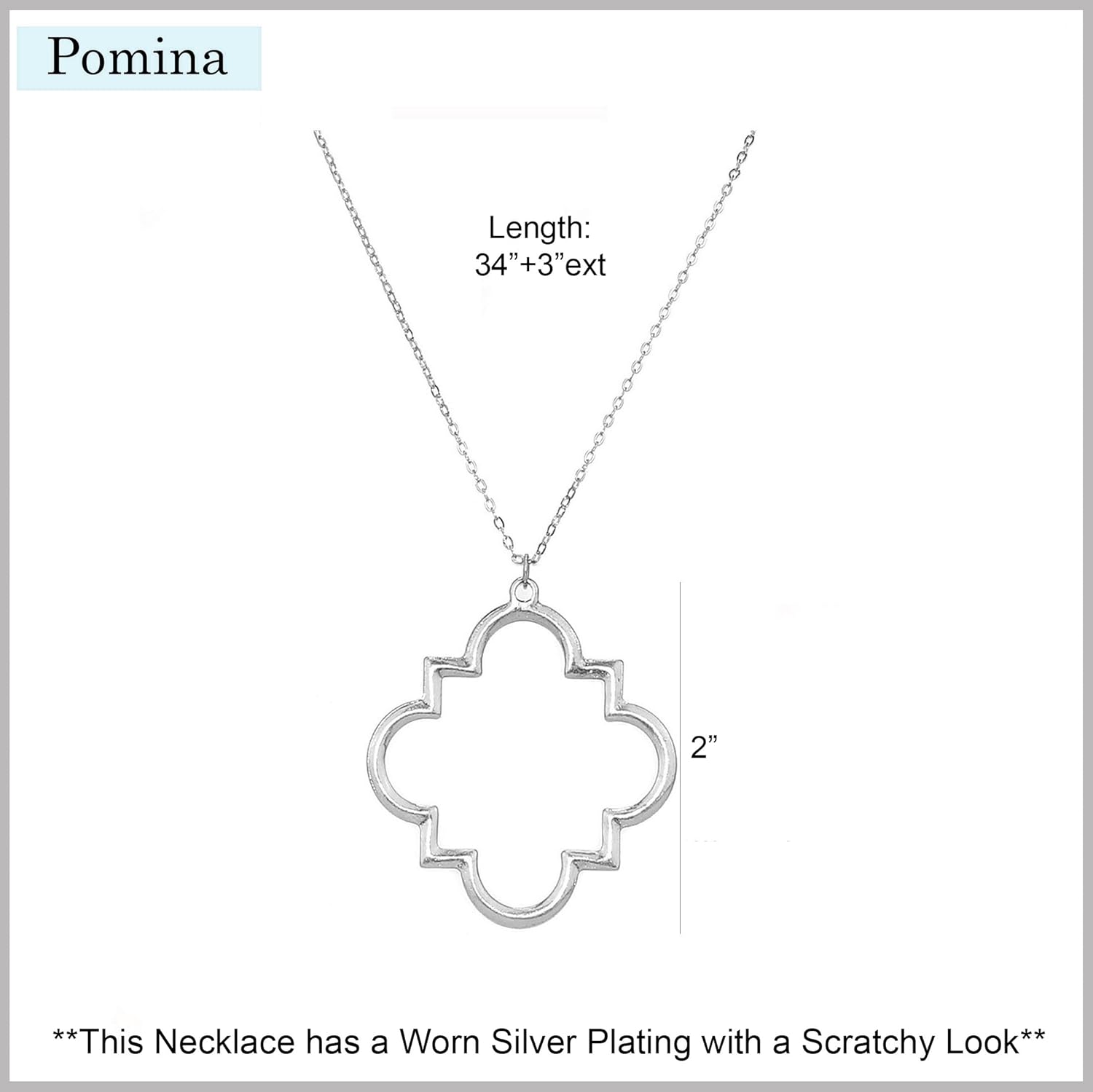 POMINA Gold Fashion Long Chain Necklace Quatrefoil Necklace Two-Tone Clover Pendant Necklace Geometric Pendant Sweater Long Necklace for Women - Image 5