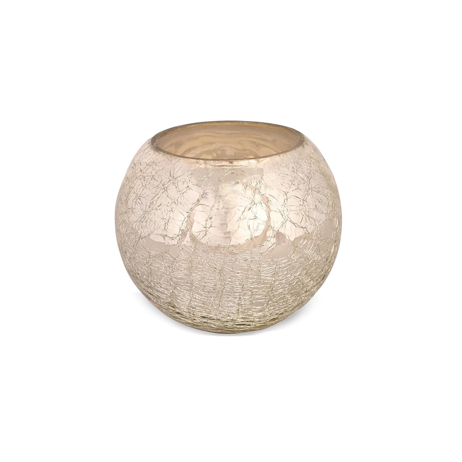 Mercury Glass Sphere Vase Silver Round Crackle Finish Decorative Flower Pot 11.4 cm Height Home and Office Table Centerpiece-image-29