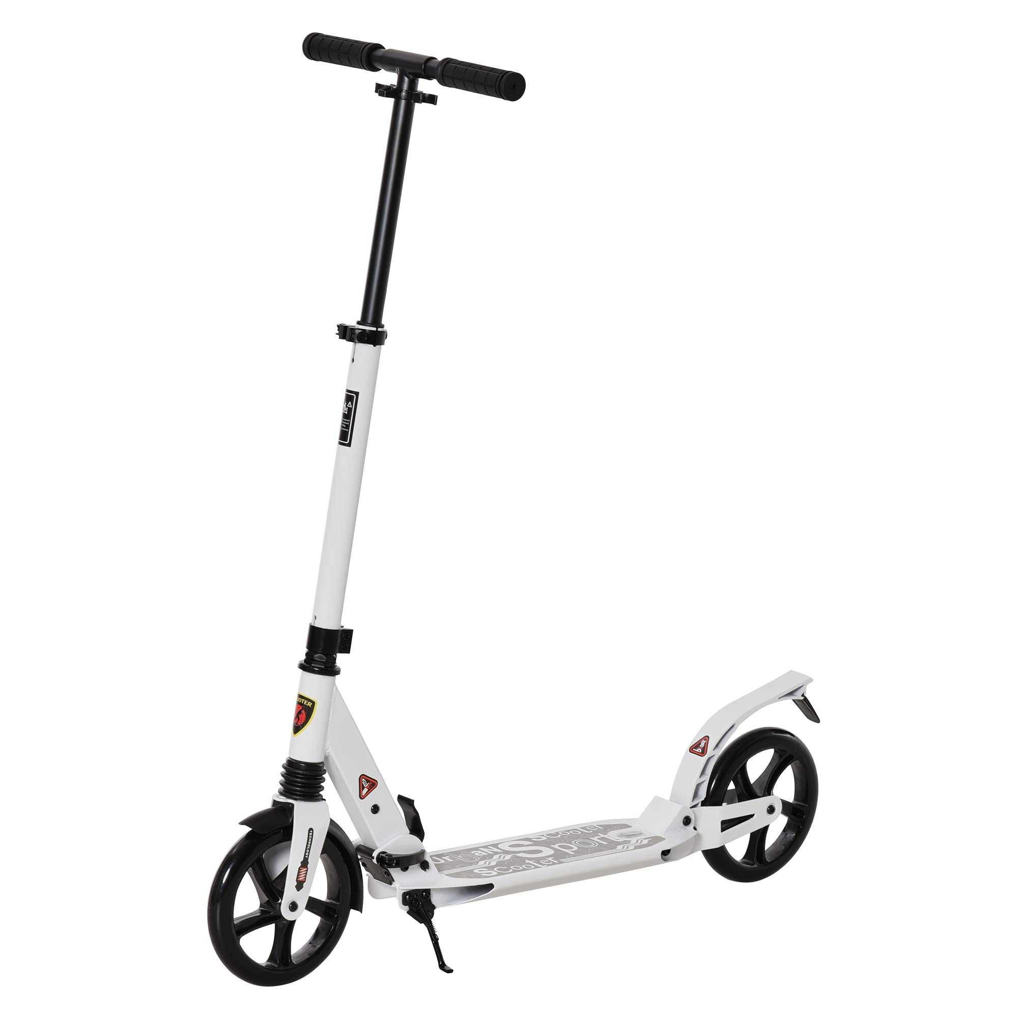 HOMCOM Folding Kick Scooter 2 Big Wheels Teens Adult 14+ Adjustable Ride On