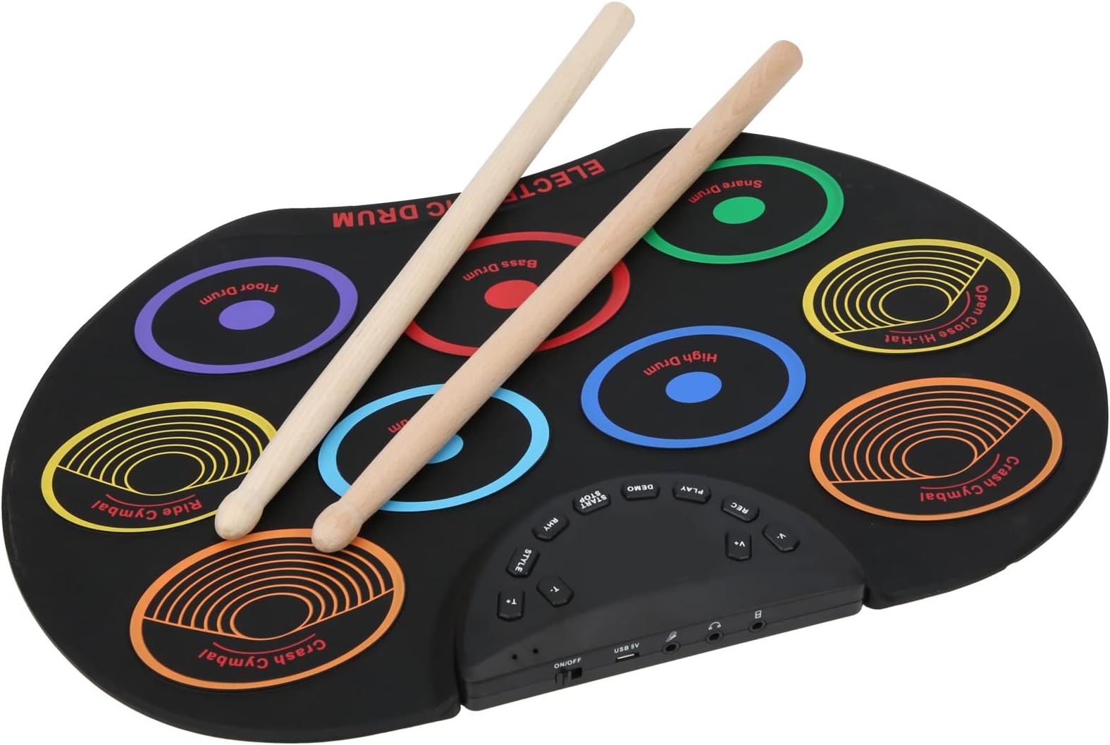 Electronic Drum Set - Kids Drum Pad with Roll-up Design, Beginner Percussion Instrument (Colorful Models) - Play A Musical Instrument