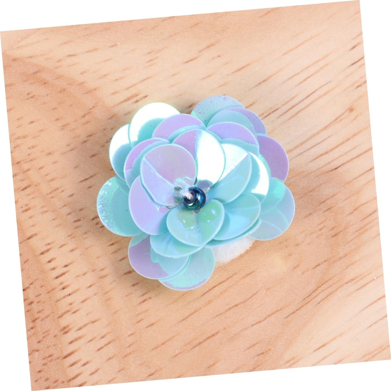 Small Applique Patch Beaded Flower Sequin Embroidered Lace Fabric Accessory for Wedding Dress Hair Accessories Crafts Sky- Floral Embellishment