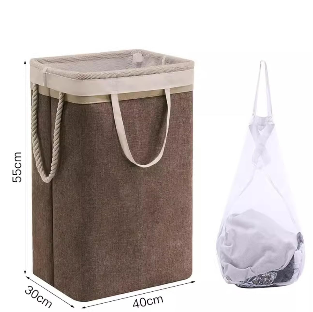 Cesta Ropa Sucia Cesto Ropa Sucia Cesto Para La Colada Plegable Con Asas Y Bolsas De Malla, Cesta Alta Para La Colada Para Dormitorio Y Baño Familiar Cubo Ropa Sucia Cesta de Ropa Sucia ( Color : Brui