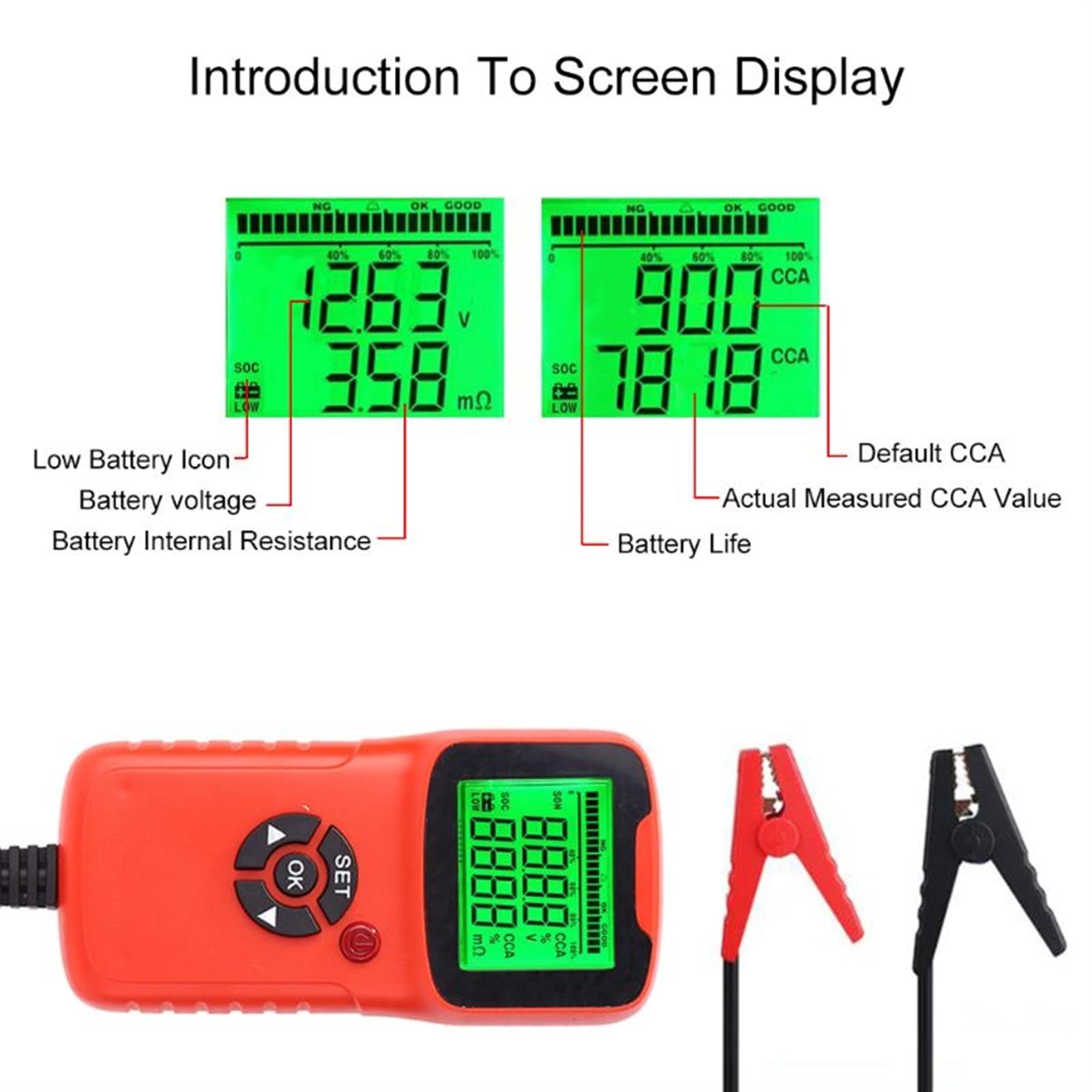 Resistencia al analizador de pruebas de batería de coche 12V Cca Tester de voltaje Herramienta de diagnóstico automático(PL)