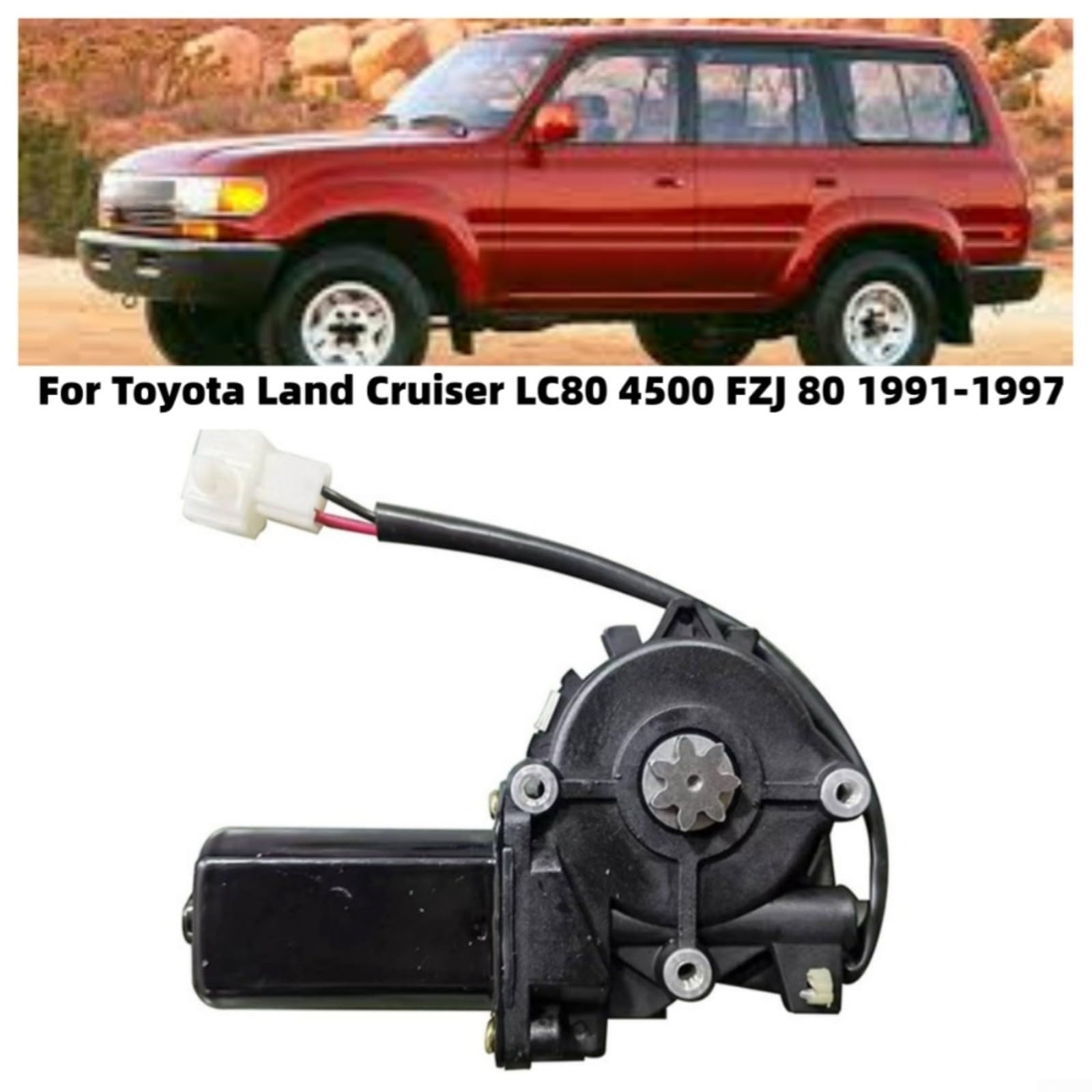 Alzacristallo elettrico Motore di sollevamento per Toyota Land Cruiser LC80 4500 FZJ80 1991-1997, costruzione in ottone plastica, unità nera a montaggio diretto (lato destro)