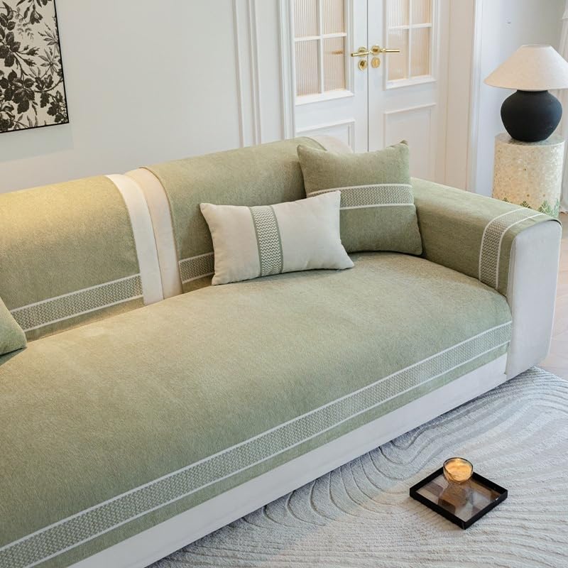 Housse de canapé lavable en chenille douce avec pompon déco - 5