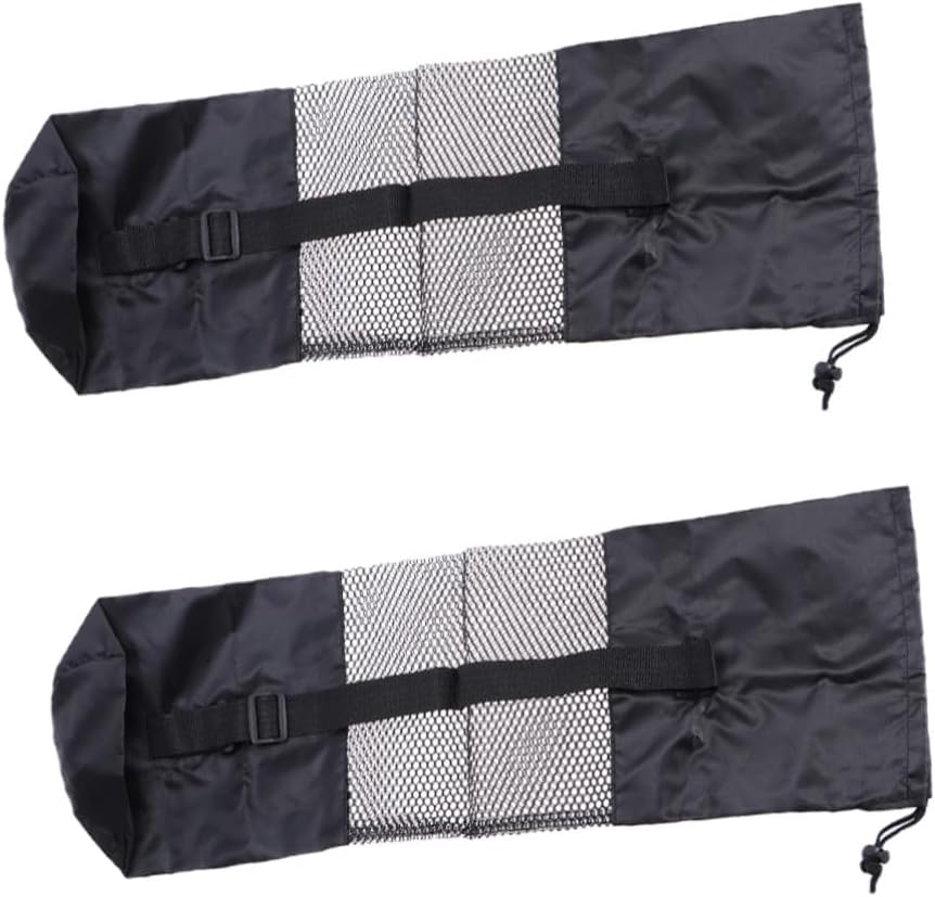 2PCS Yoga Mat Storage Bag with Half Mesh Design Large Capacity for Exercise Mat Adjustable Sling Shoulder Strap Foldable Carrier Tote for Yoga Accessories Black