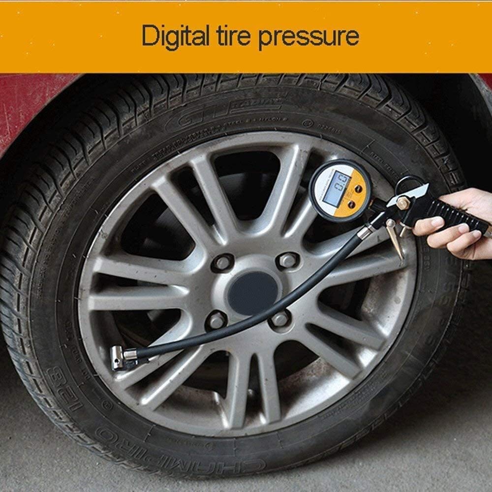 Gonfiatore digitale per manometro per pneumatici, accessori per compressore a mandrino ad aria per gonfiaggio pneumatici da 220 PSI con tubo in gomma a 360° per auto, bici, camion, camper e moto