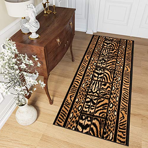 TAPISO Atlas Teppich Läufer Meterware Flur Kurzflor Küche Wohnzimmer Streifen Linien Tiermotiv...