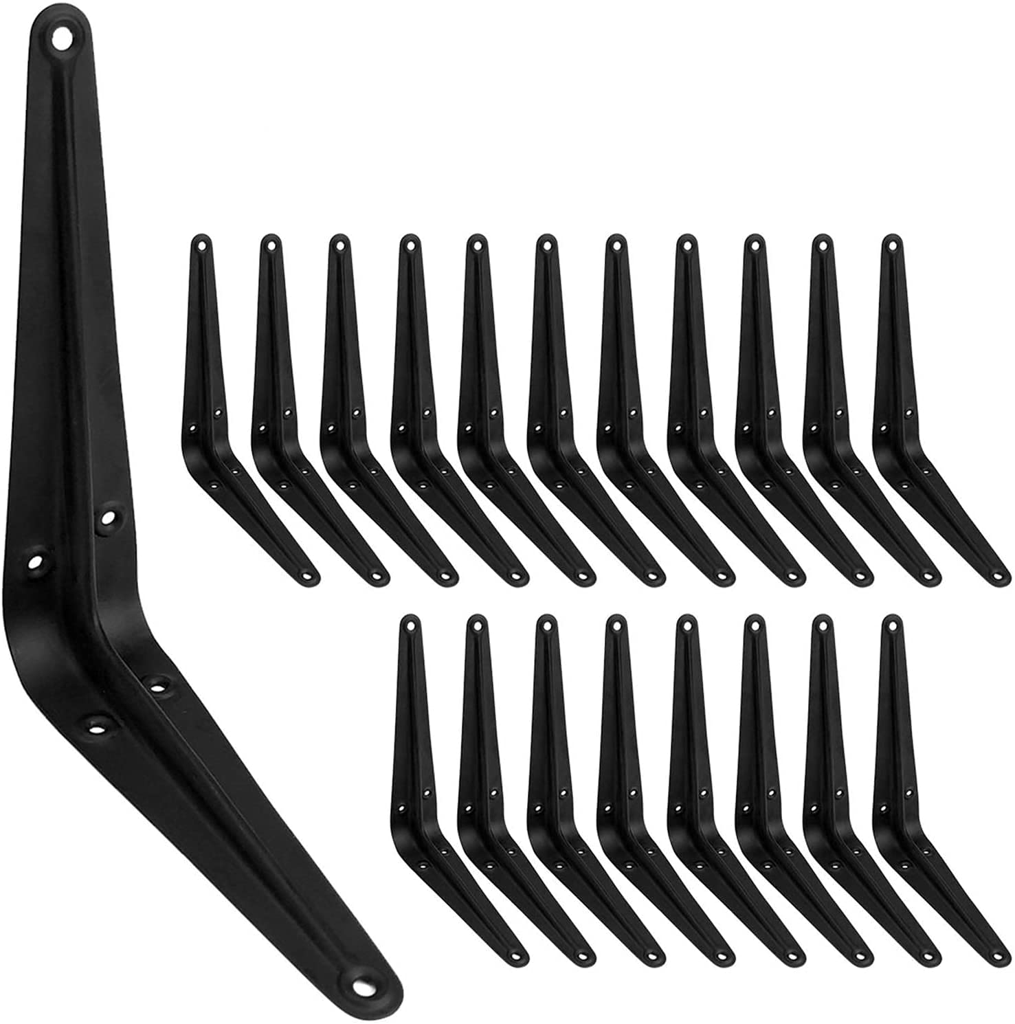 20Pack Shelf Brackets 6 Inch Heavy Duty Black Iron Metal Shelf Bracket Decorative L Brackets for Shelves, Wall  Corner Brace for Wood Boards (6 x 5 inch- 20 Pack)