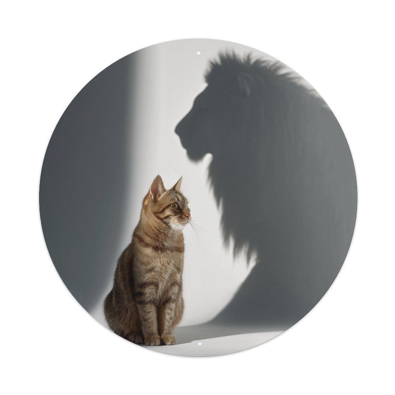Cwbufd Vintage Style Animal Tabby Cat Lion Shadow Inspirational Motivation Vintage Metal Tin Sign Plaque Wall Decor For Cafe, Club Bar, Office, Garden Metal Poster 8X8inch