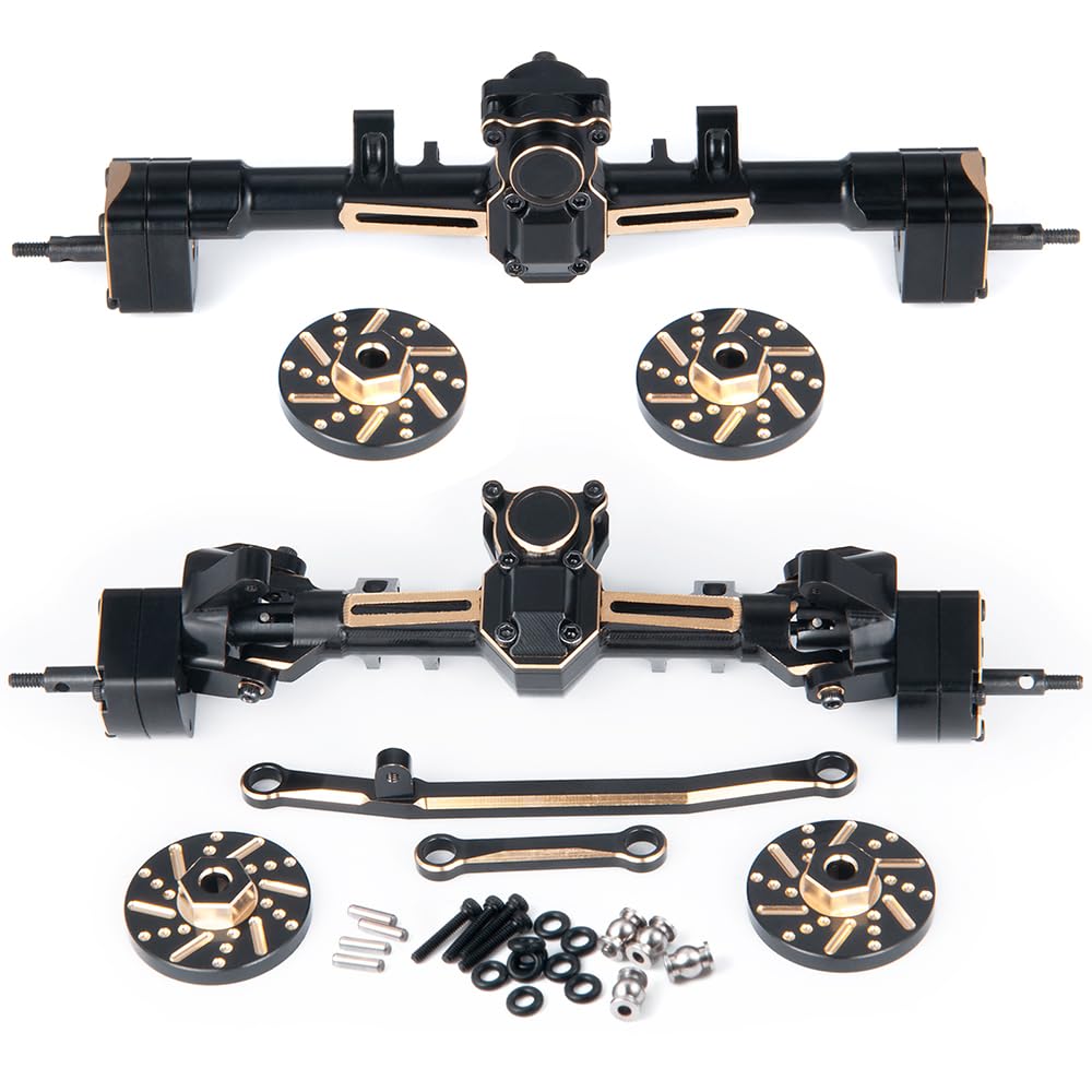 SCX24 Universal Front and Rear Axles Set with Counterweights for 1/24th RC Crawler Car (Front & Rear)
