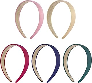 Frcolor 5 paquetes de banda ancha banda de pelo duro 3 pulgadas para las mujeres y las niñas, Colores Caqui, rosa, rojo vino, azul marino, verde oscuro