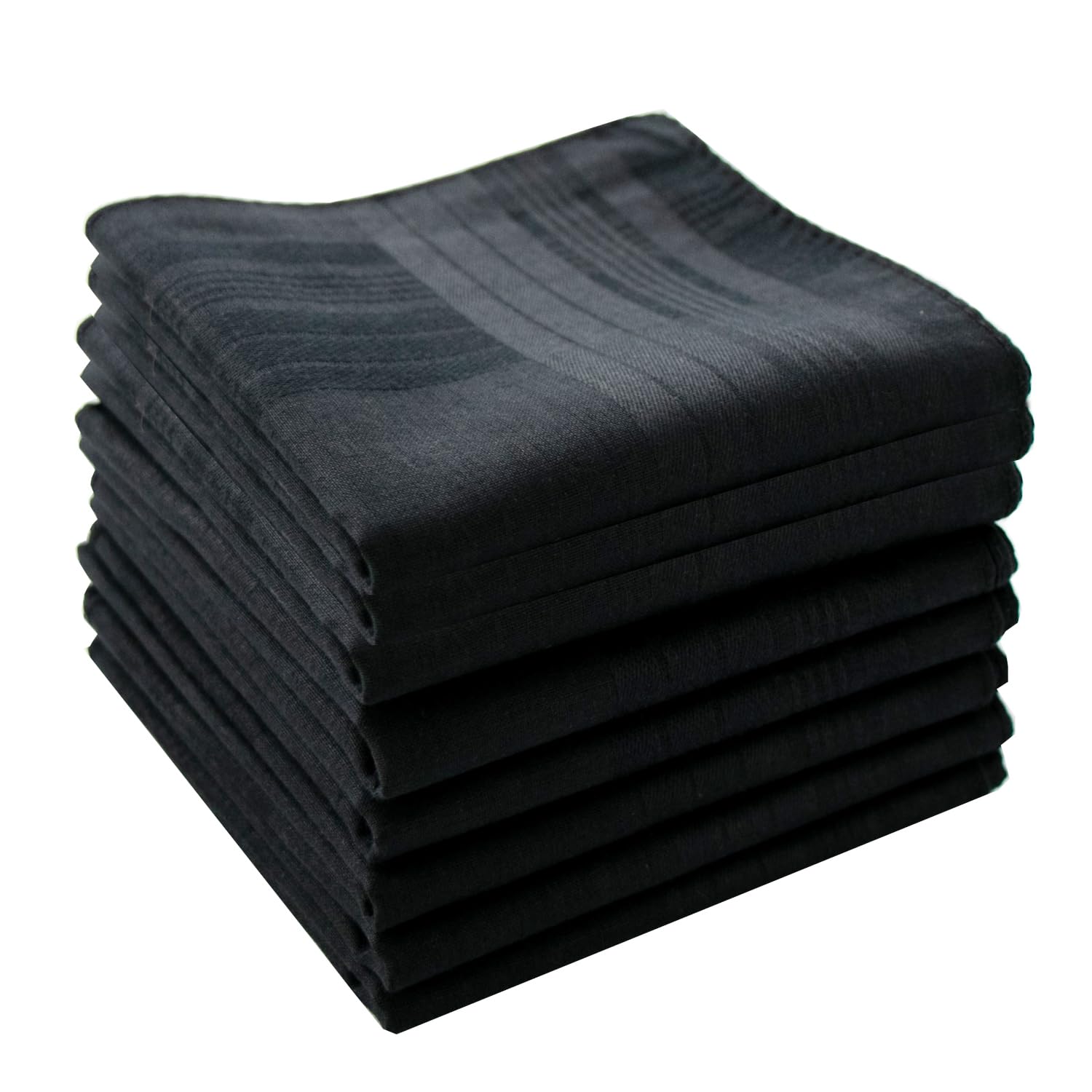 Memoryhanky Men's Black Assorted Striped Pocket Handkerchiefs 100% Cotton Soft Hankies Plaid, 9 Pieces
