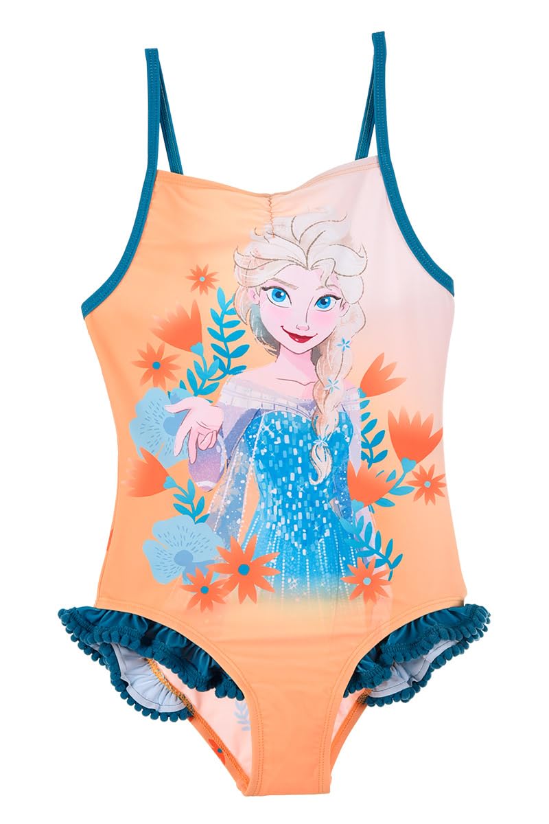 Disney Frozen Bañador para Niña, Diseño Elsa Bañador de Una Pieza, Bañador de Natación Infantil, Tallas 4 a 8 Años