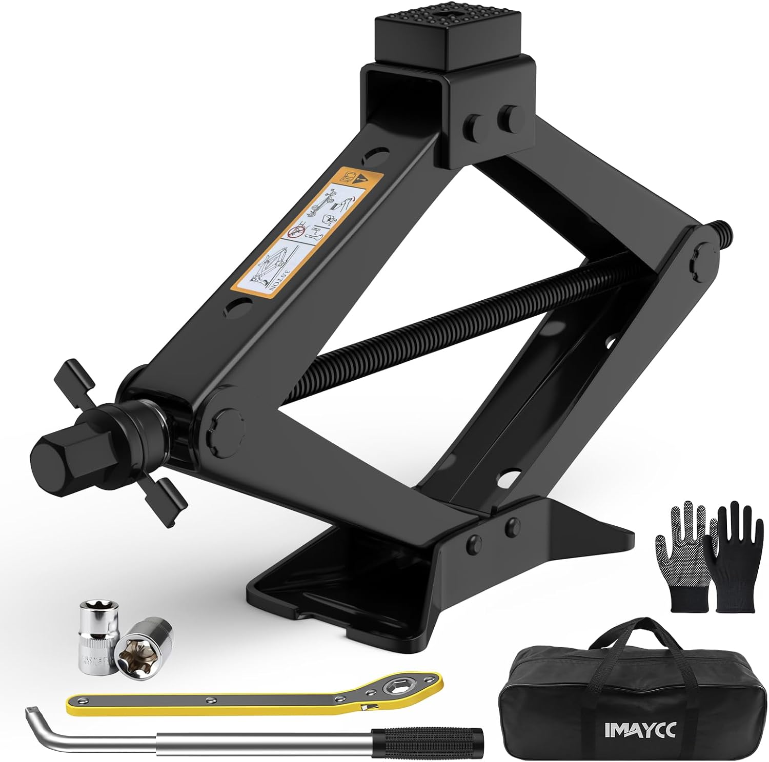 Universal Scissor Jack 3 Ton, Portable Car Jack Kit 3 Ton with Lug Wrench, Heavy Duty Tire Changing Kit, Emergency Lifting Jack for Car SUV ATV