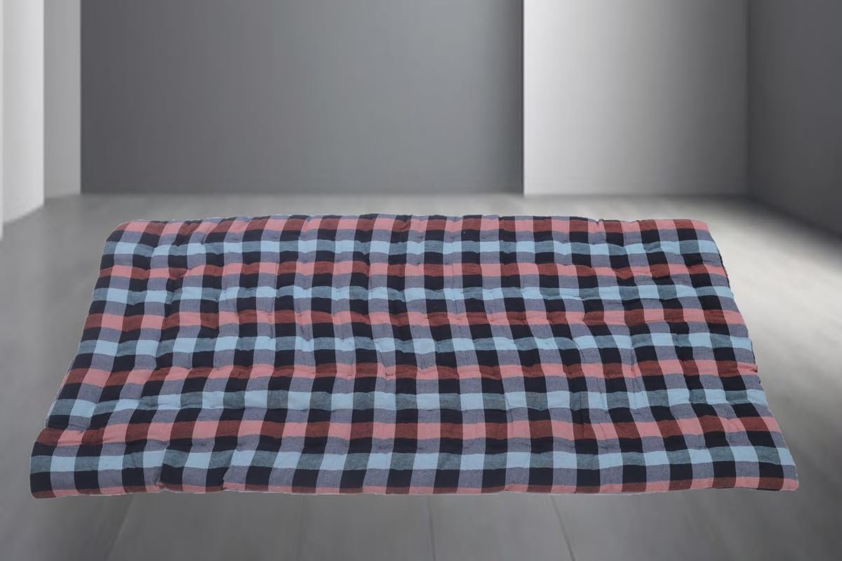 Homychair 2Inch Soft Cotton Filled Multicolour Double Bed Mattress | Cotton Gadda Double Bed King (6x4)-image-14