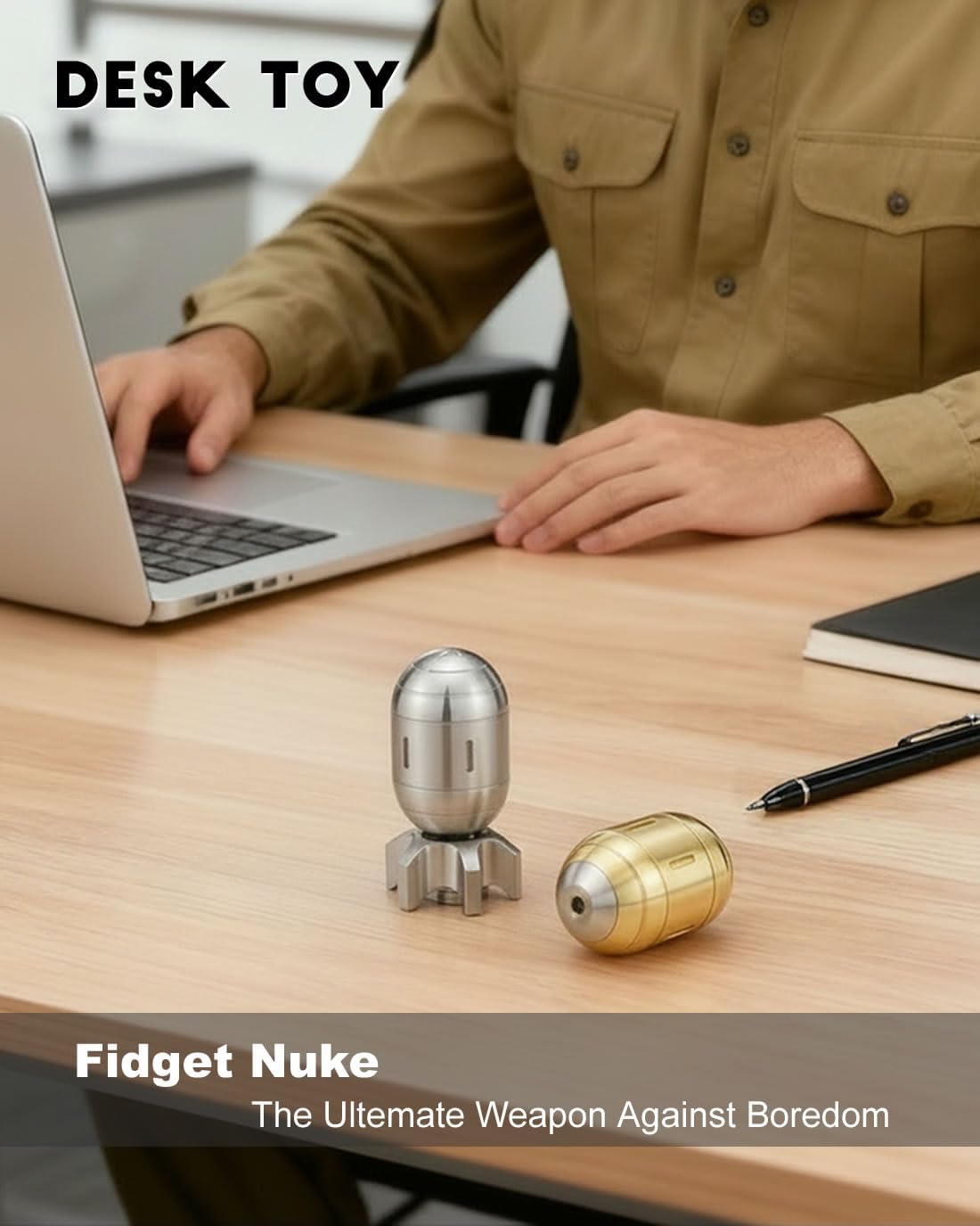 Atomic-Style Metal Fidget Toys for Adults, 3-in-1 Desk Toy with Spinner and EDC Clicker, Cool Gadgets for Stress Relief, Unique Gift for Men & Teens (Mix)