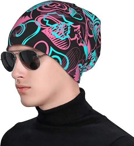 Miniatura 5 de LAIPUTER Gorro de punto de quimioterapia cerrado estándar holgado holgado con calavera para mujeres y hombres